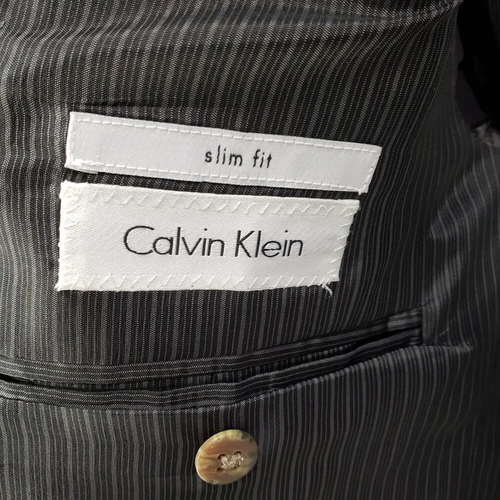 Calvin Klein Men's Gray Wool Slim Fit Sportscoat Blazer Jacket Size 42L